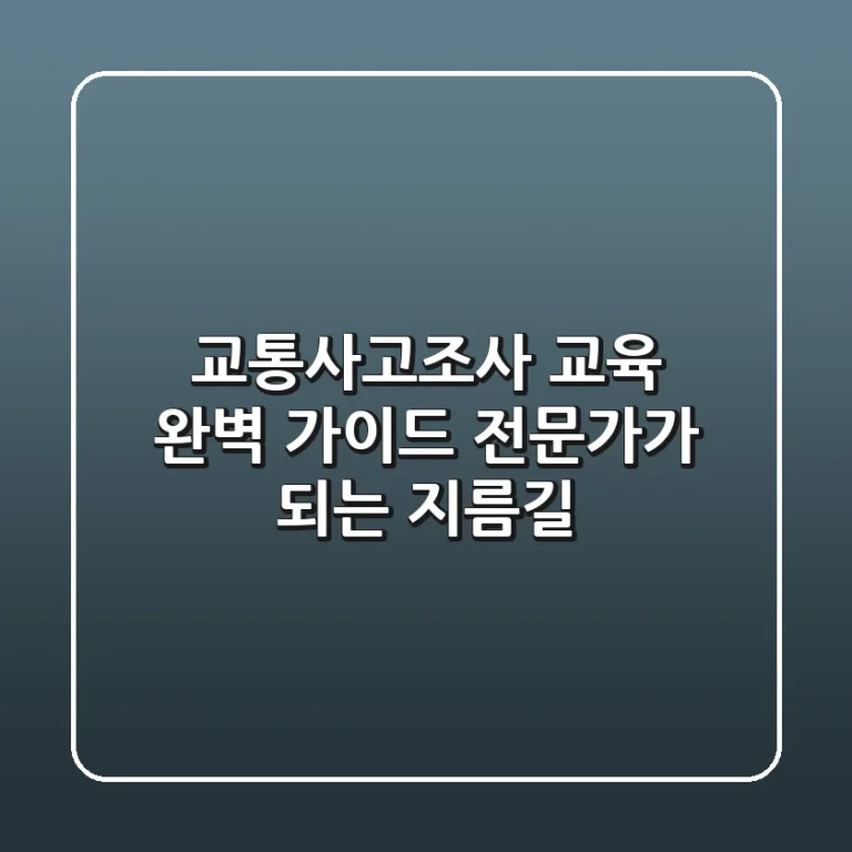 교통사고조사 교육 완벽 가이드 전문가가 되는 지름길