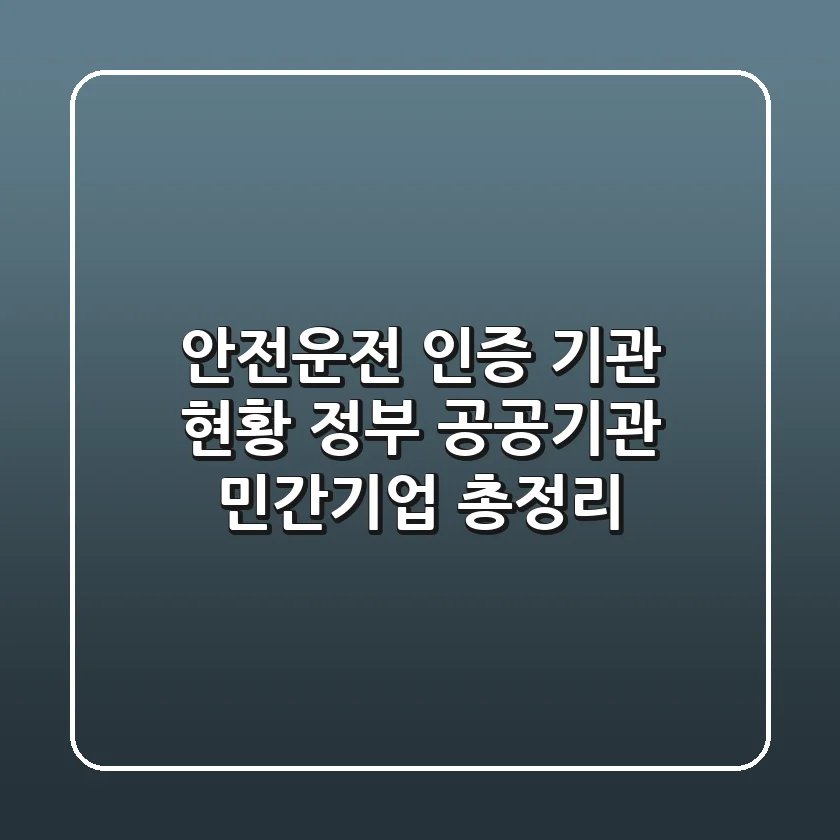 안전운전 인증 기관 현황: 정부, 공공기관, 민간기업 총정리!