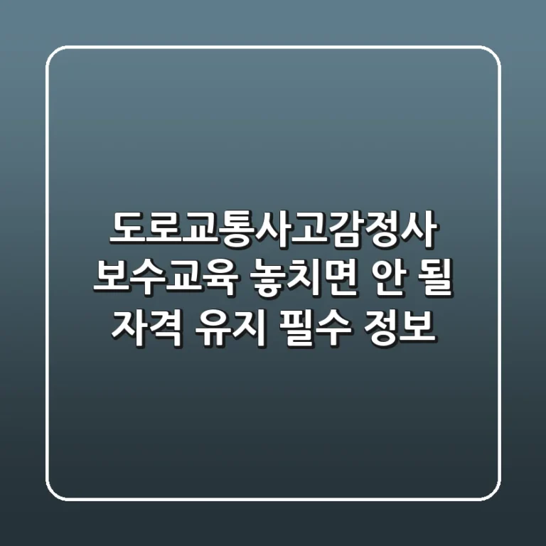 도로교통사고감정사 보수교육: 놓치면 안 될 자격 유지 필수 정보!