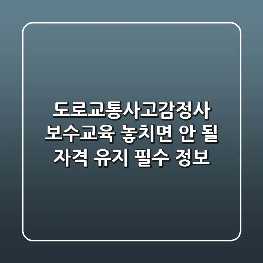 도로교통사고감정사 보수교육: 놓치면 안 될 자격 유지 필수 정보!