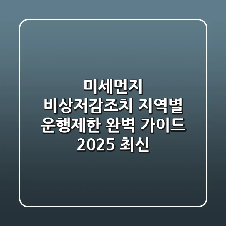 미세먼지 비상저감조치! 지역별 운행제한 완벽 가이드 (2025 최신)