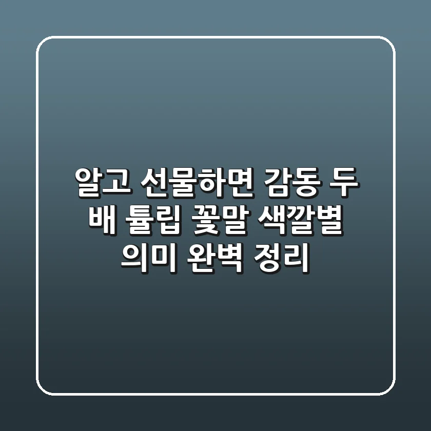 알고 선물하면 감동 두 배! 튤립 꽃말 & 색깔별 의미 완벽 정리