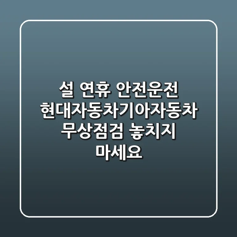 설 연휴 안전운전! 현대자동차·기아자동차 무상점검 놓치지 마세요