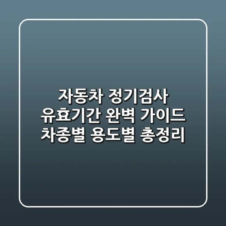 자동차 정기검사 유효기간 완벽 가이드: 차종별, 용도별 총정리