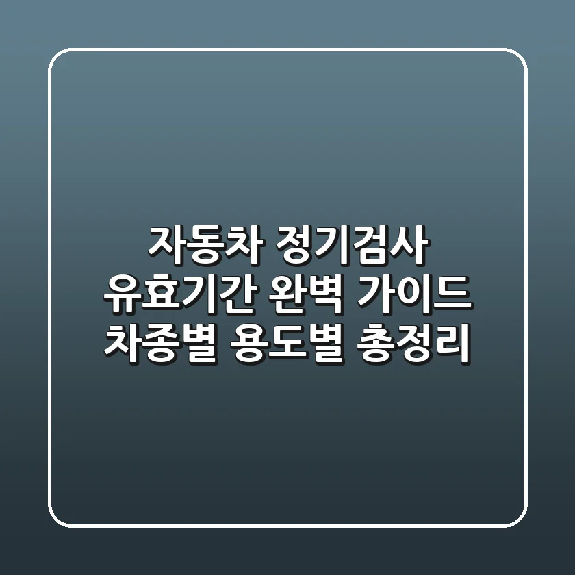 자동차 정기검사 유효기간 완벽 가이드: 차종별, 용도별 총정리