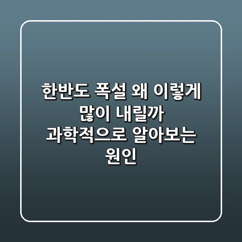 한반도 폭설, 왜 이렇게 많이 내릴까? 과학적으로 알아보는 원인