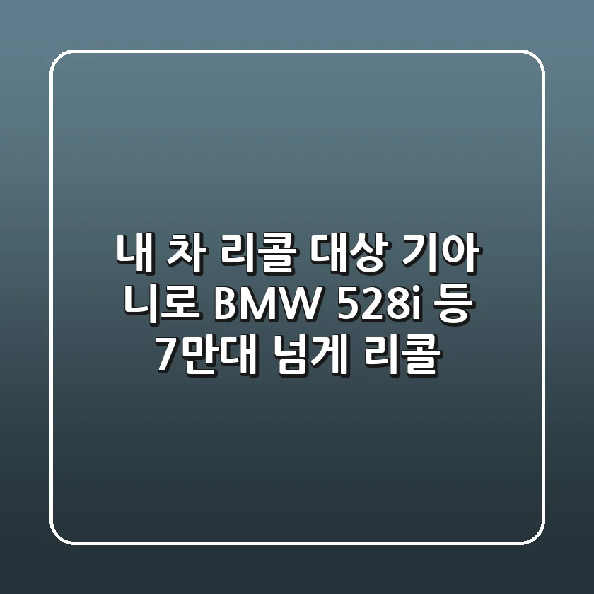 🚗 내 차 리콜 대상? 기아 니로, BMW 528i 등 7만대 넘게 리콜!