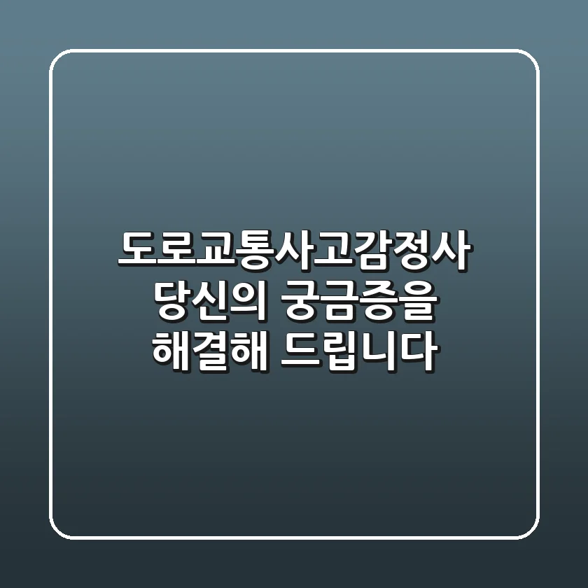 도로교통사고감정사: 당신의 궁금증을 해결해 드립니다!