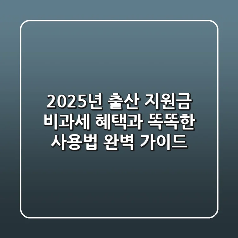 2025년 출산 지원금: 비과세 혜택과 똑똑한 사용법 완벽 가이드