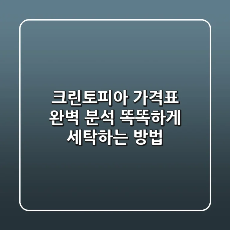 크린토피아 가격표 완벽 분석: 똑똑하게 세탁하는 방법 🧺✨