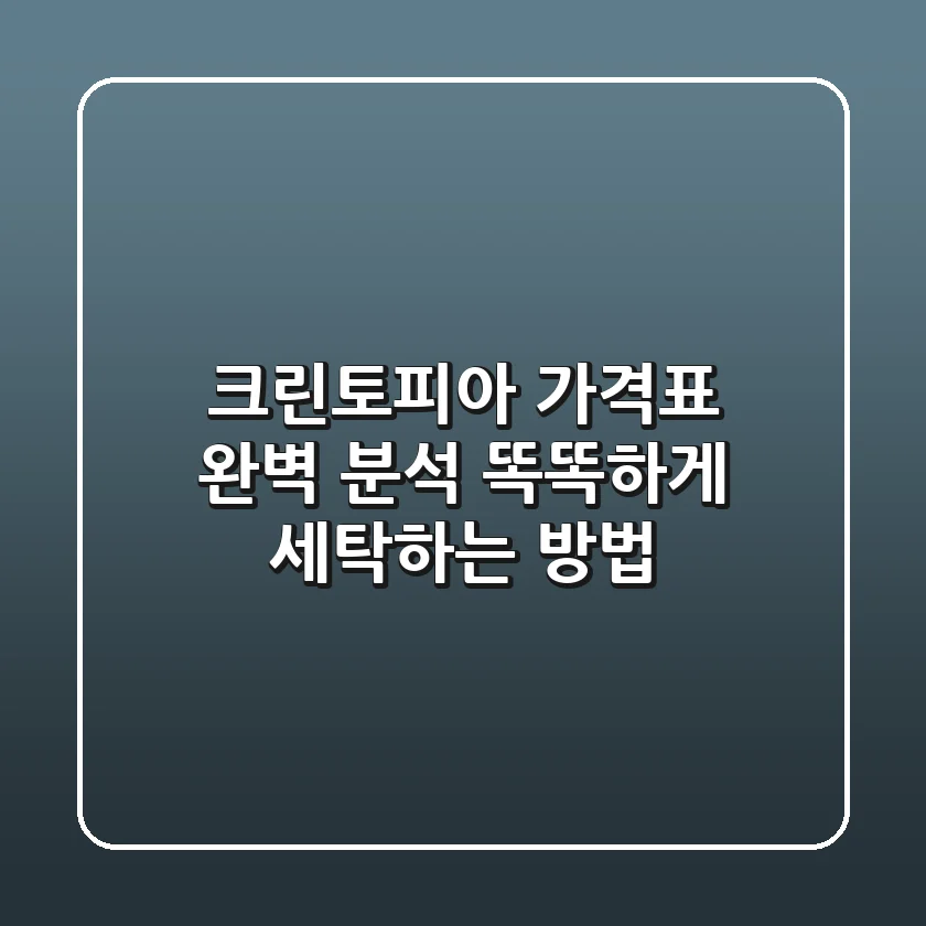 크린토피아 가격표 완벽 분석: 똑똑하게 세탁하는 방법 🧺✨