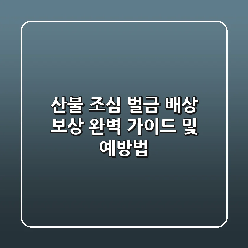 산불 조심! 벌금, 배상, 보상 완벽 가이드 및 예방법