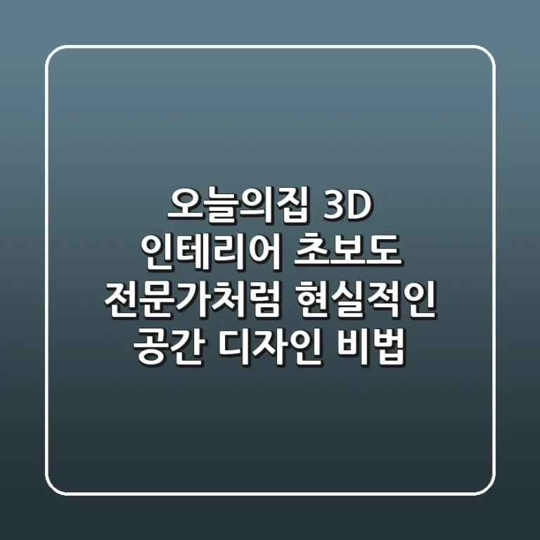 오늘의집 3D 인테리어: 초보도 전문가처럼! 현실적인 공간 디자인 비법