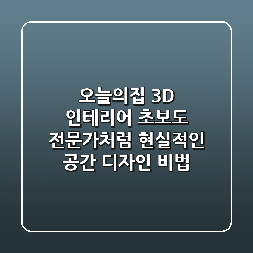 오늘의집 3D 인테리어: 초보도 전문가처럼! 현실적인 공간 디자인 비법