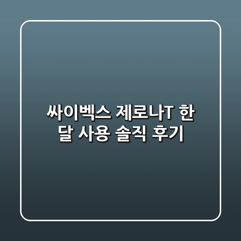 싸이벡스 제로나T 한 달 사용 솔직 후기