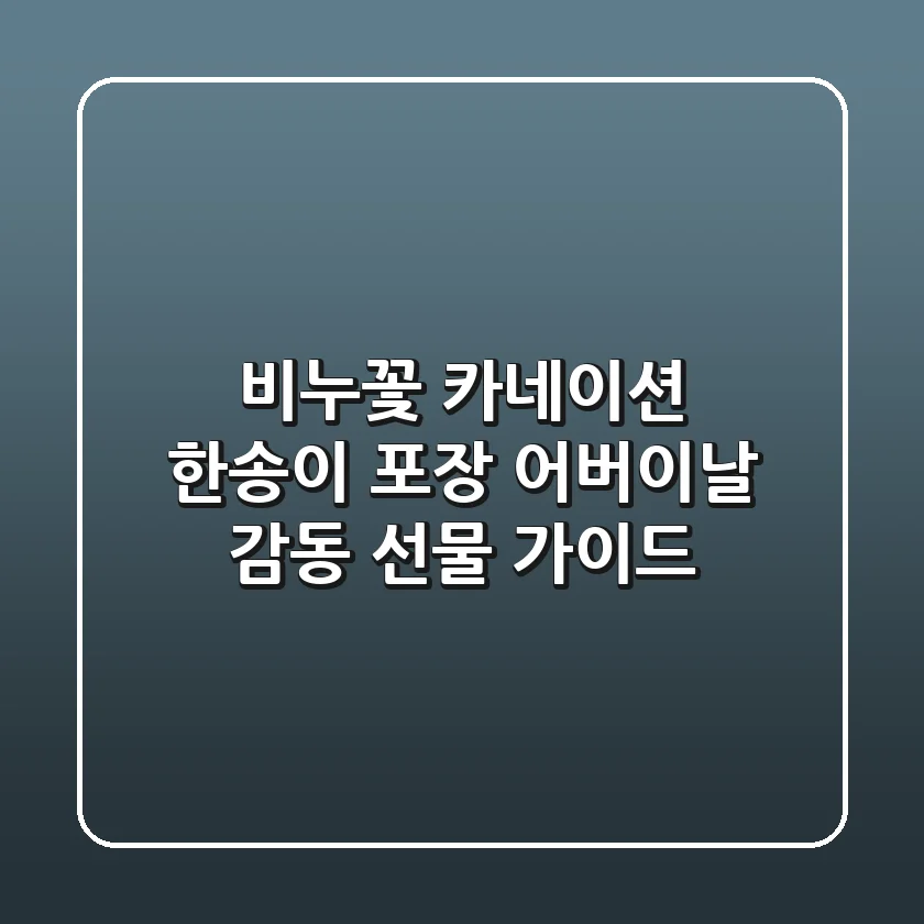 비누꽃 카네이션 한송이 포장: 어버이날 감동 선물 가이드