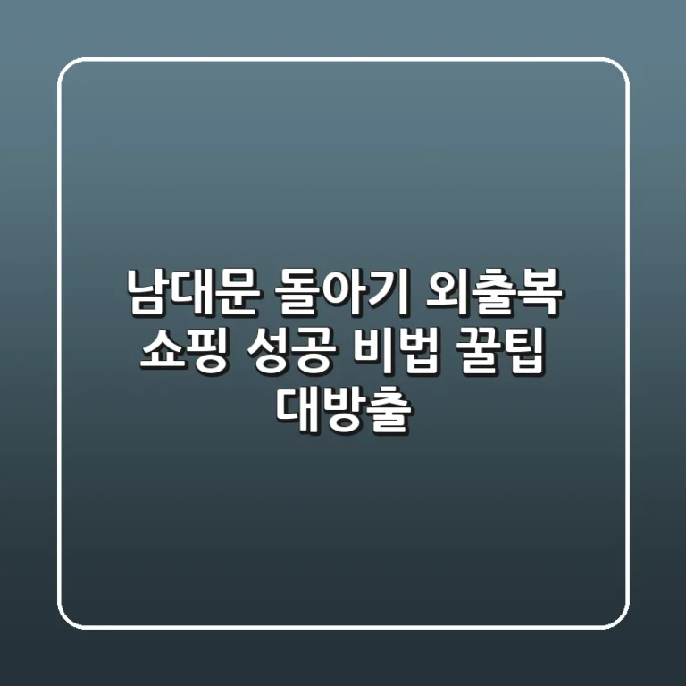 남대문 돌아기 외출복 쇼핑 성공 비법: 꿀팁 대방출!