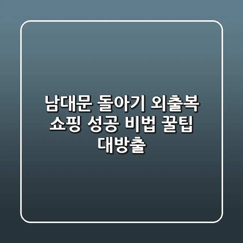 남대문 돌아기 외출복 쇼핑 성공 비법: 꿀팁 대방출!
