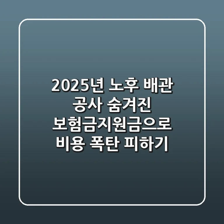 2025년 노후 배관 공사: 숨겨진 보험금+지원금으로 비용 폭탄 피하기
