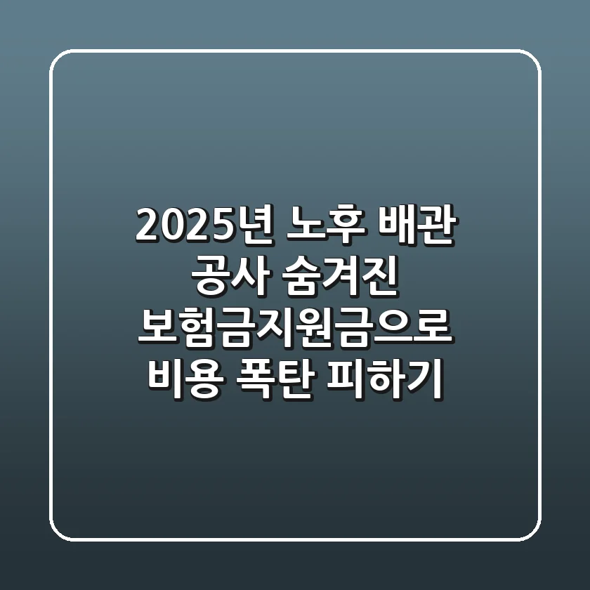 2025년 노후 배관 공사: 숨겨진 보험금+지원금으로 비용 폭탄 피하기