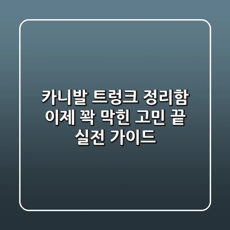 카니발 트렁크 정리함, 이제 꽉 막힌 고민 끝! 실전 가이드