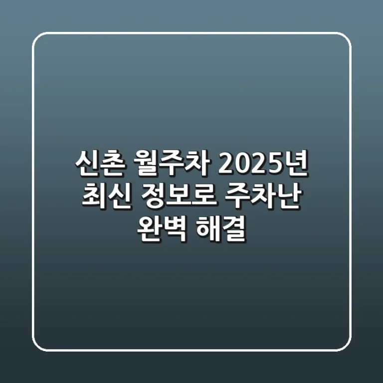 신촌 월주차, 2025년 최신 정보로 주차난 완벽 해결!