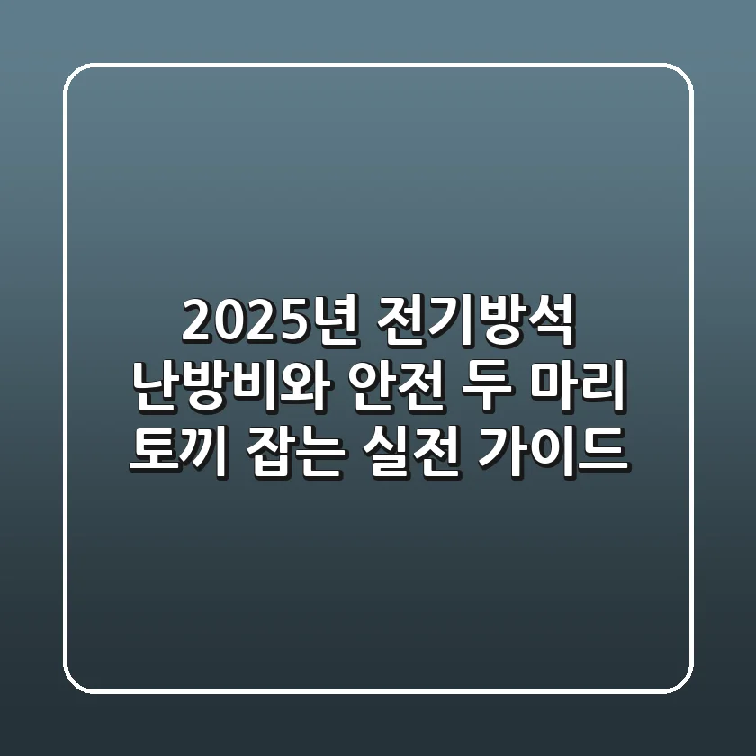 2025년 전기방석, 난방비와 안전 두 마리 토끼 잡는 실전 가이드