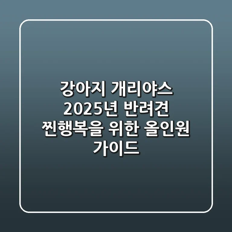 강아지 개리야스, 2025년 반려견 찐행복을 위한 올인원 가이드