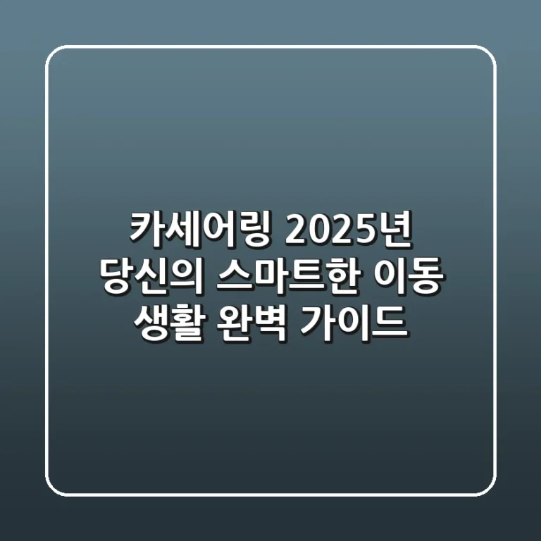 카세어링, 2025년 당신의 스마트한 이동 생활 완벽 가이드