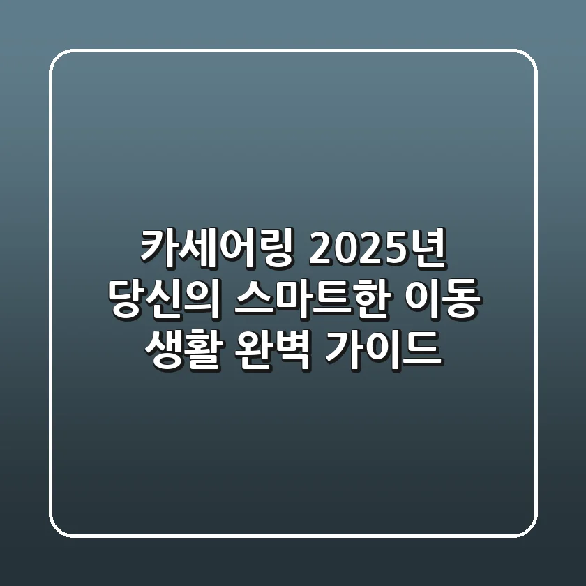 카세어링, 2025년 당신의 스마트한 이동 생활 완벽 가이드