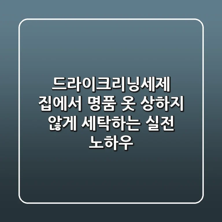 드라이크리닝세제: 집에서 명품 옷 상하지 않게 세탁하는 실전 노하우