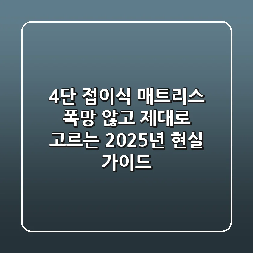 4단 접이식 매트리스, 폭망 않고 제대로 고르는 2025년 현실 가이드