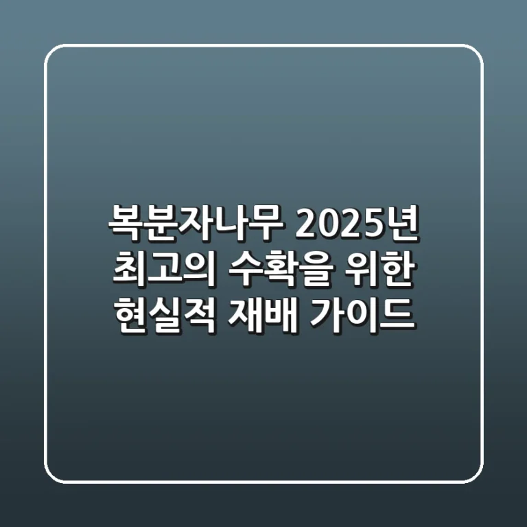 복분자나무, 2025년 최고의 수확을 위한 현실적 재배 가이드