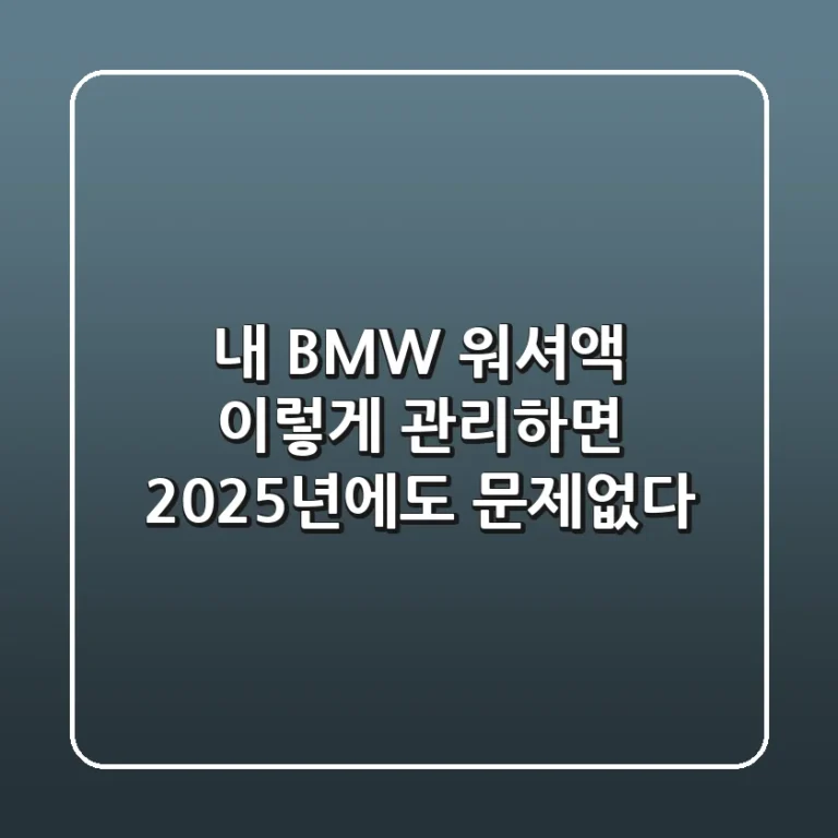 내 BMW 워셔액, 이렇게 관리하면 2025년에도 문제없다!