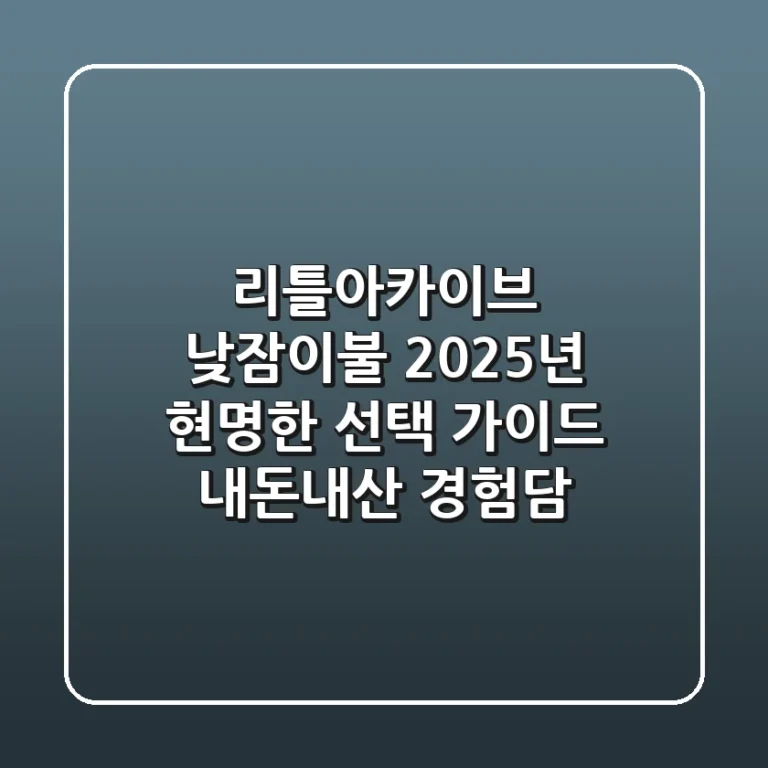 리틀아카이브 낮잠이불: 2025년 현명한 선택 가이드 (내돈내산 경험담)