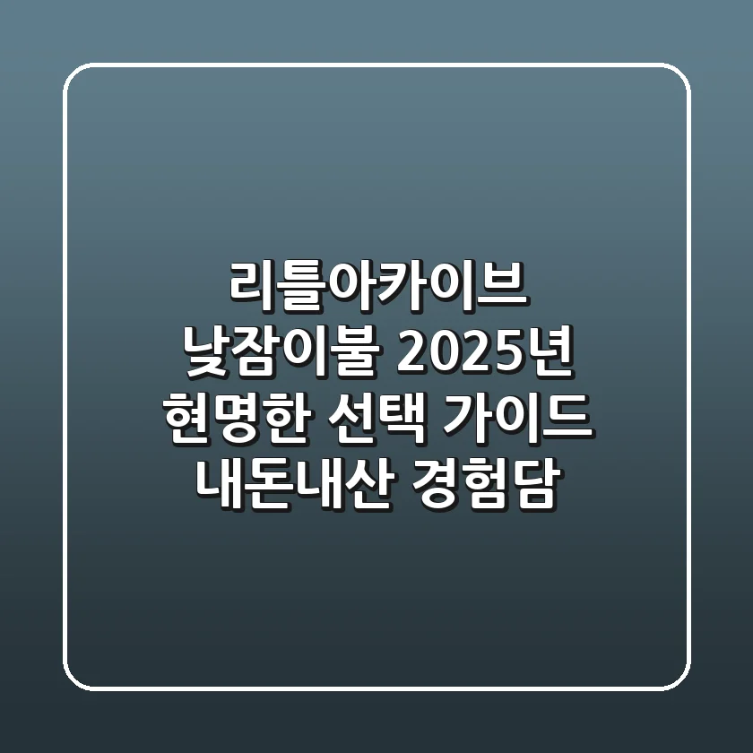 리틀아카이브 낮잠이불: 2025년 현명한 선택 가이드 (내돈내산 경험담)