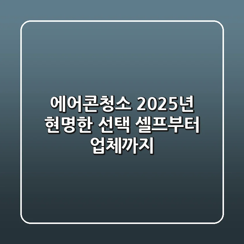 에어콘청소, 2025년 현명한 선택: 셀프부터 업체까지