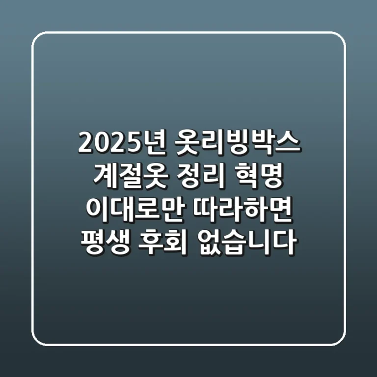 2025년 옷리빙박스, 계절옷 정리 혁명! 이대로만 따라하면 평생 후회 없습니다