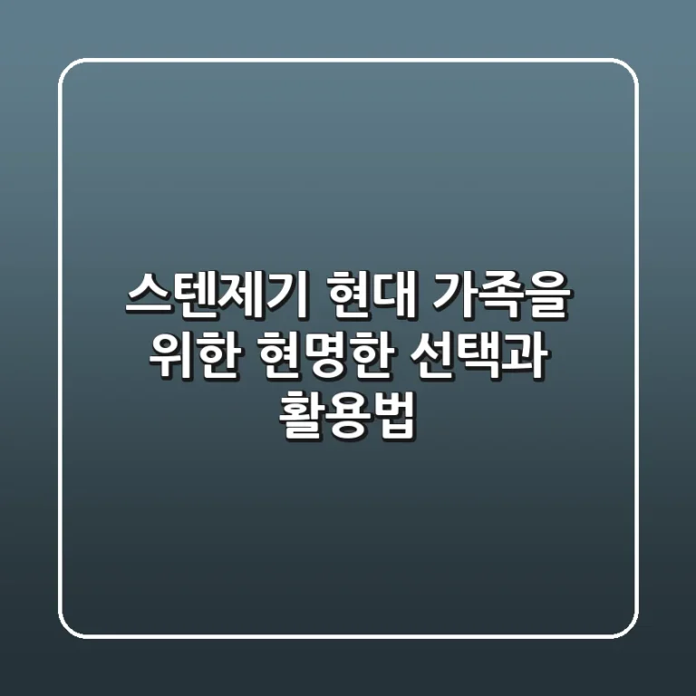 스텐제기, 현대 가족을 위한 현명한 선택과 활용법