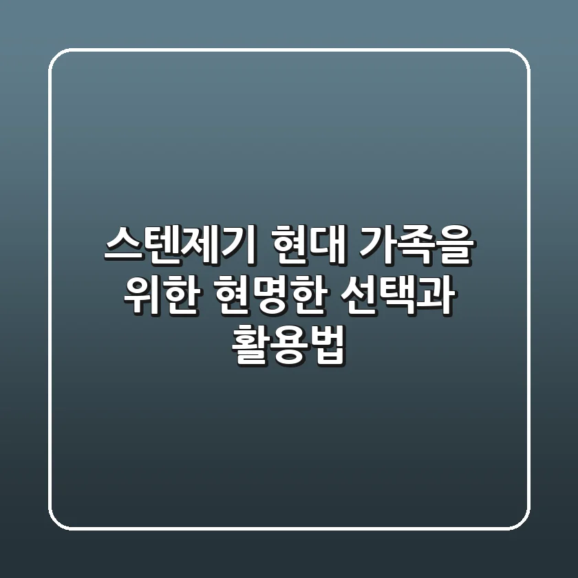 스텐제기, 현대 가족을 위한 현명한 선택과 활용법