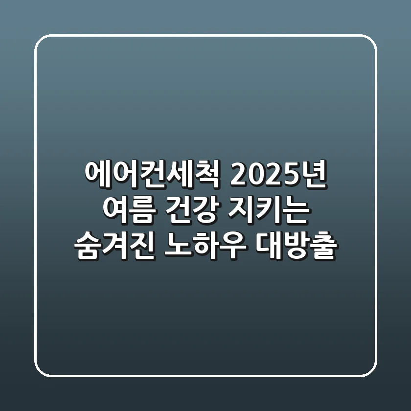에어컨세척, 2025년 여름 건강 지키는 숨겨진 노하우 대방출