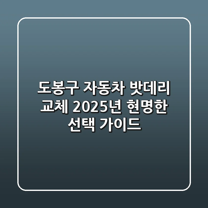 도봉구 자동차 밧데리 교체: 2025년 현명한 선택 가이드