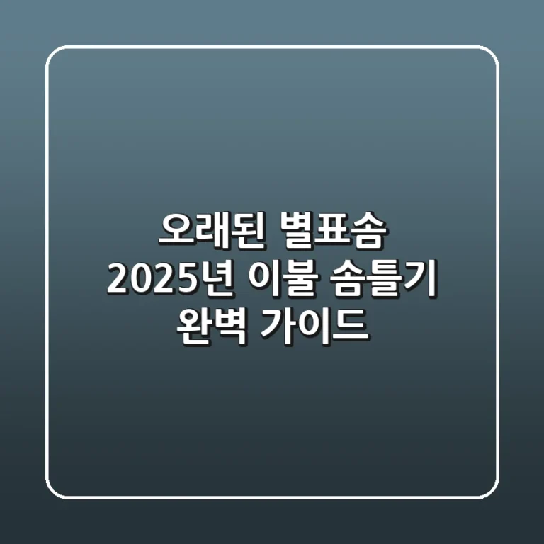 오래된 별표솜, 2025년 이불 솜틀기 완벽 가이드