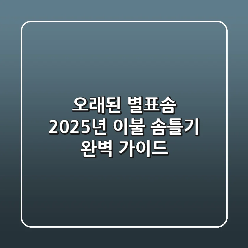오래된 별표솜, 2025년 이불 솜틀기 완벽 가이드