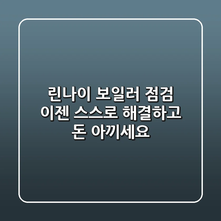 린나이 보일러 점검, 이젠 스스로 해결하고 돈 아끼세요!