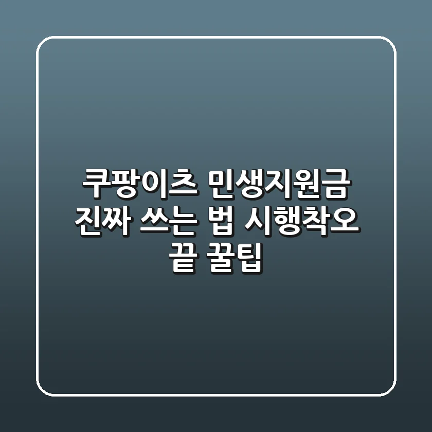 쿠팡이츠 민생지원금, '진짜' 쓰는 법? 시행착오 끝 꿀팁!