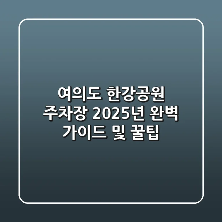 여의도 한강공원 주차장, 2025년 완벽 가이드 및 꿀팁