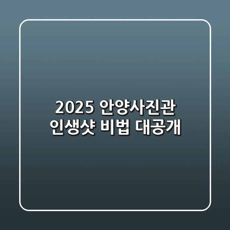 2025 안양사진관, 인생샷 비법 대공개!