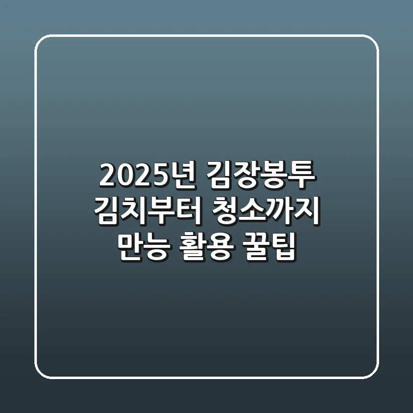 2025년 김장봉투, 김치부터 청소까지 만능 활용 꿀팁