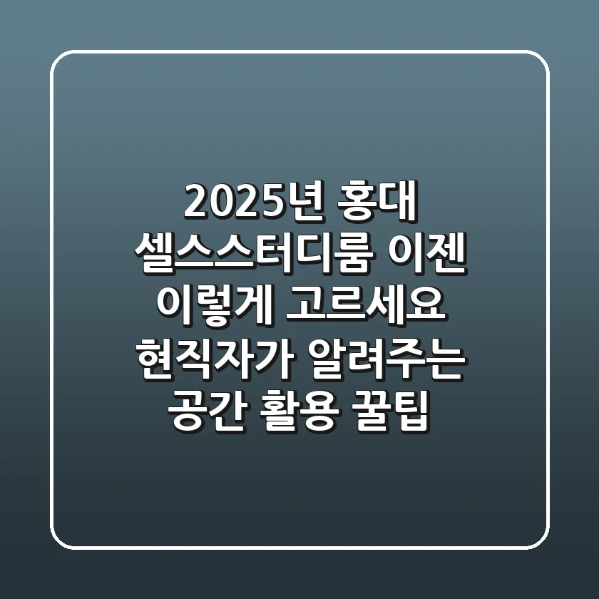 2025년 홍대 셀스스터디룸, 이젠 '이렇게' 고르세요! 현직자가 알려주는 공간 활용 꿀팁